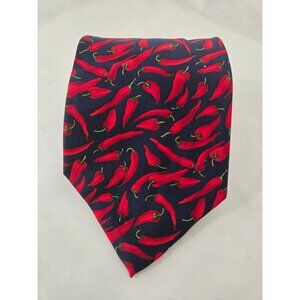 St. Michael From Marks And Spencer Silk Chili Pepper 100% Silk Tie Suiting Fun